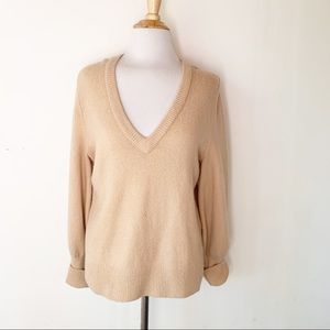 Madewell Tan Wool Blend V Neck Sweater